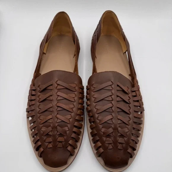 Nisolo‎ Men's 12 Huarache Sandals Brown Leather Woven Slip On New in Box
